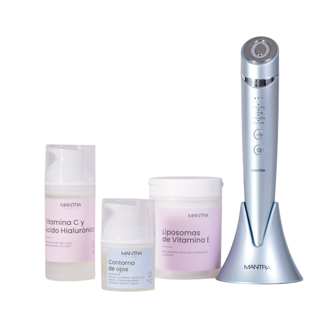 Radiofrecuencia Facial, Electroporacion, Terapia Led, Ems Glow Up Total Face + Kit de uso - Mantra